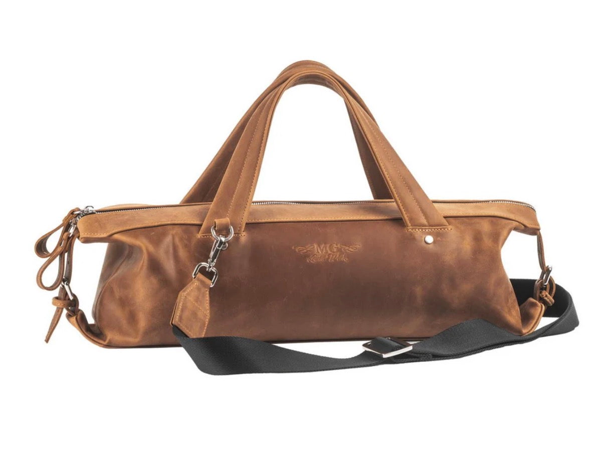 MG Leatherwork- Flute gig bag, Crazy horse leather, Brown