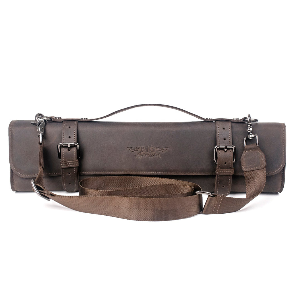 MG Leather work- Classic style, crazy horse leather, Brun