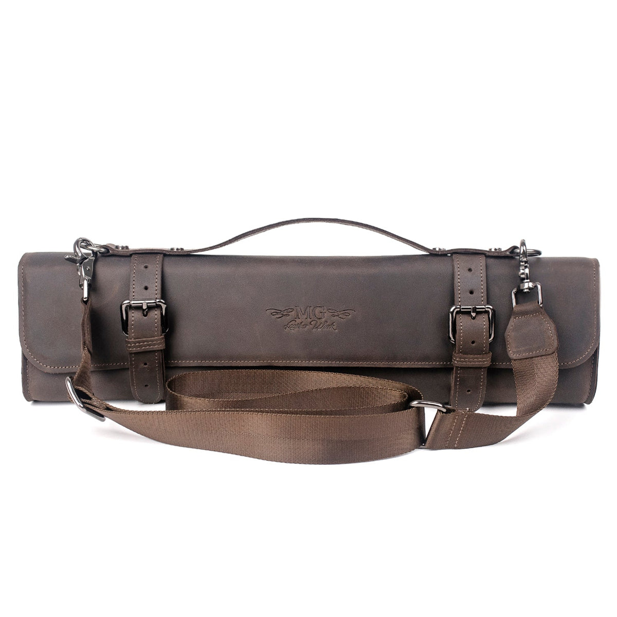 MG Leather work- Classic style, crazy horse leather, Brun