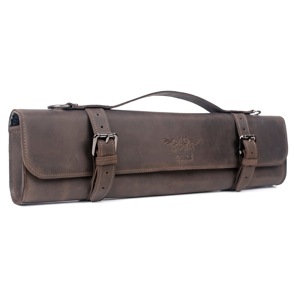 MG Leather work- Classic style, crazy horse leather, Brun