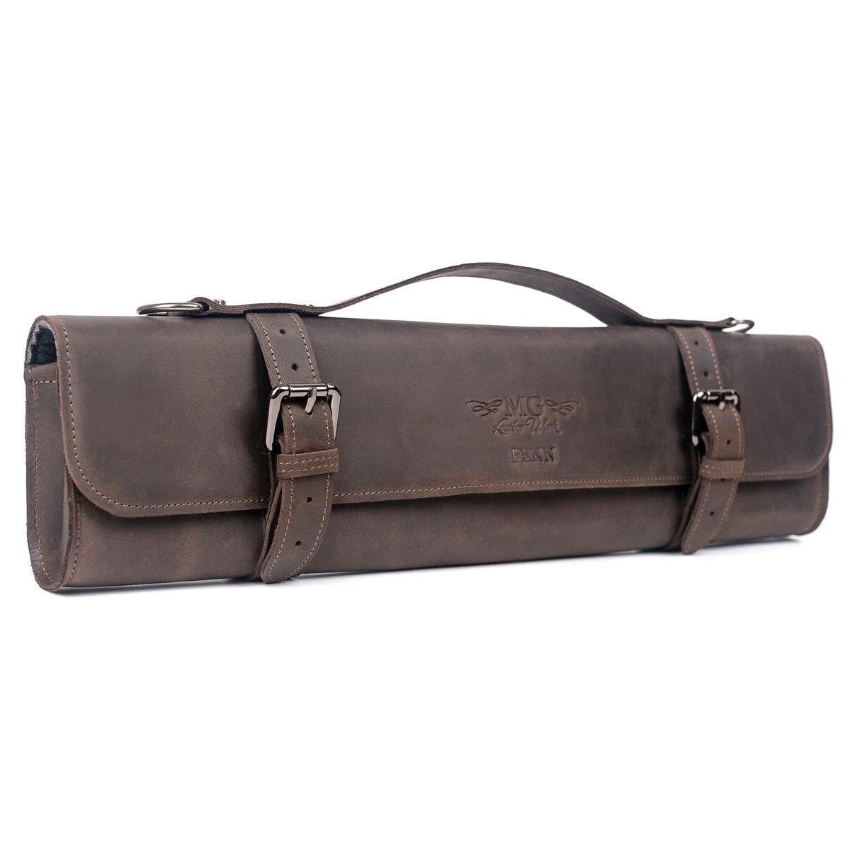 MG Leather work- Classic style, crazy horse leather, Brun